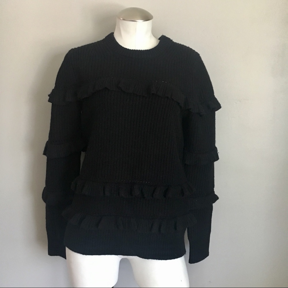 New MICHAEL Michael Kors Black Ruffle Sweater - Picture 2 of 8